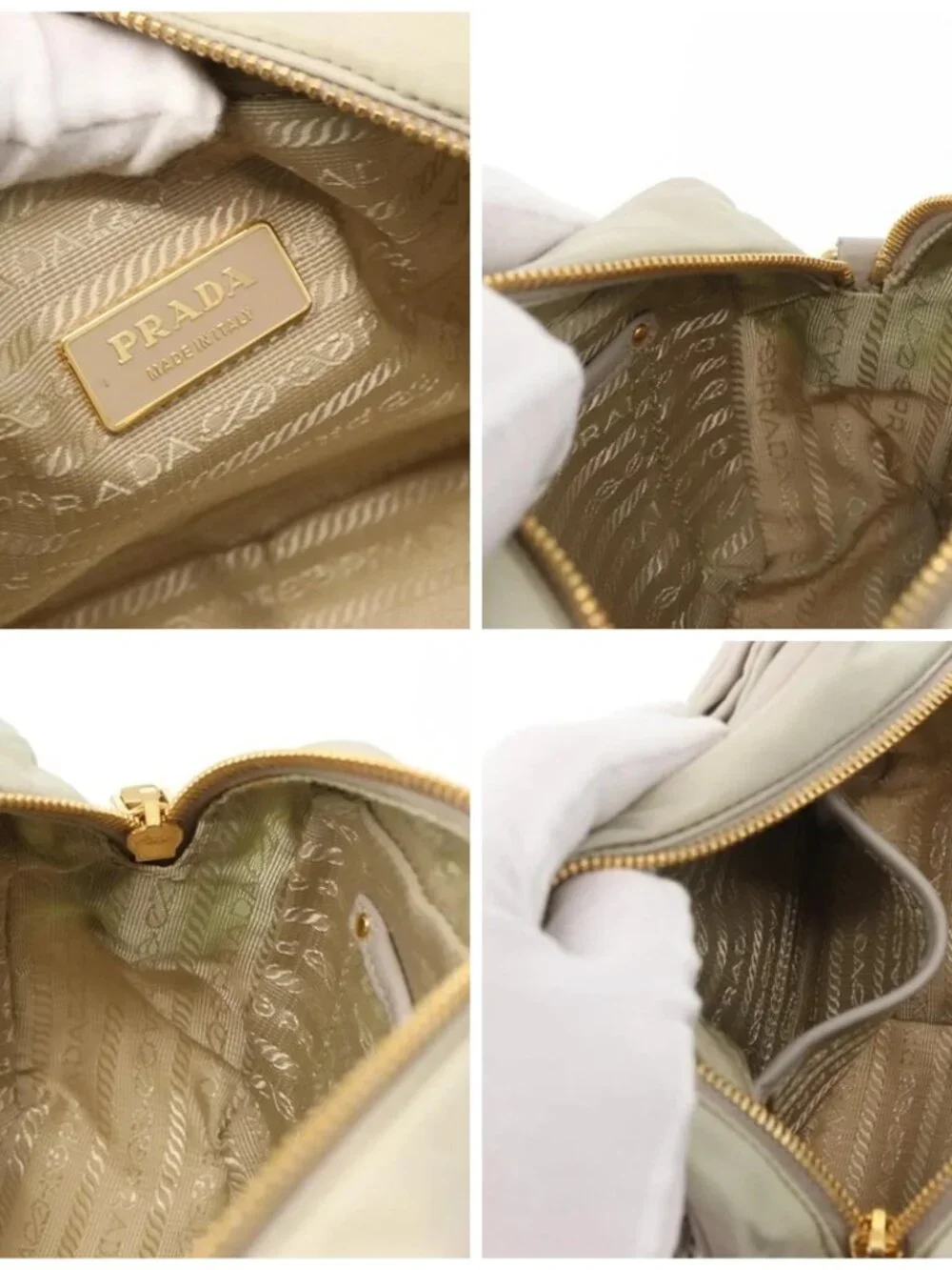 PRADA Shoulder Bag Nylon Ivory Gold Auth 168292 - Picture 15 of 16